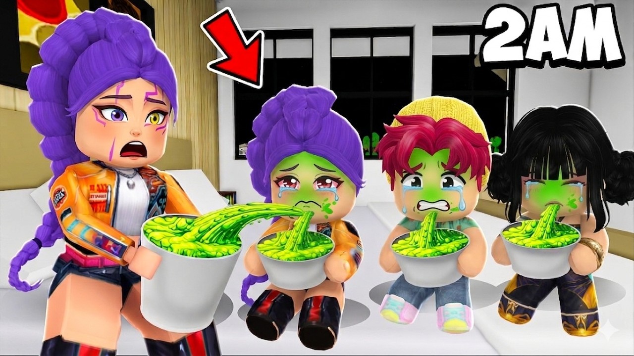 NOS BÉBÉS KPOP N'ARRÊTENT PAS DE VOMIR 🤮 ILS SONT MALADE DANS ROBLOX BROOKHAVEN RP
