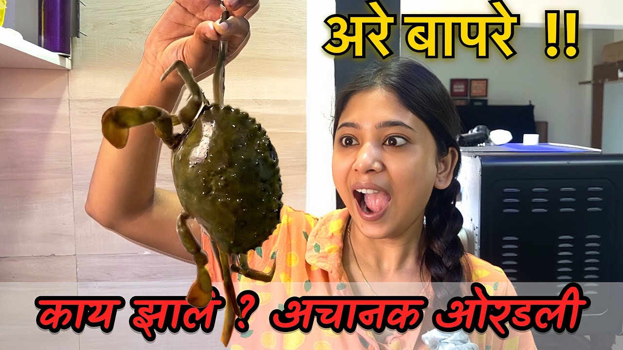 अचानक Priya जोरात ओरडली.. जीव धोक्यात टाकून बनवले खेकडे, नुसता आरडाओरडा🤣#familyvlog 