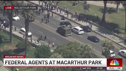 Crowd gathers after sightings of federal agents in MacArthur Park