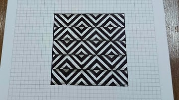 How To Draw Geometric Square Optical Illusion Art - Art challenge - 3D Trick Art on paper tutorial