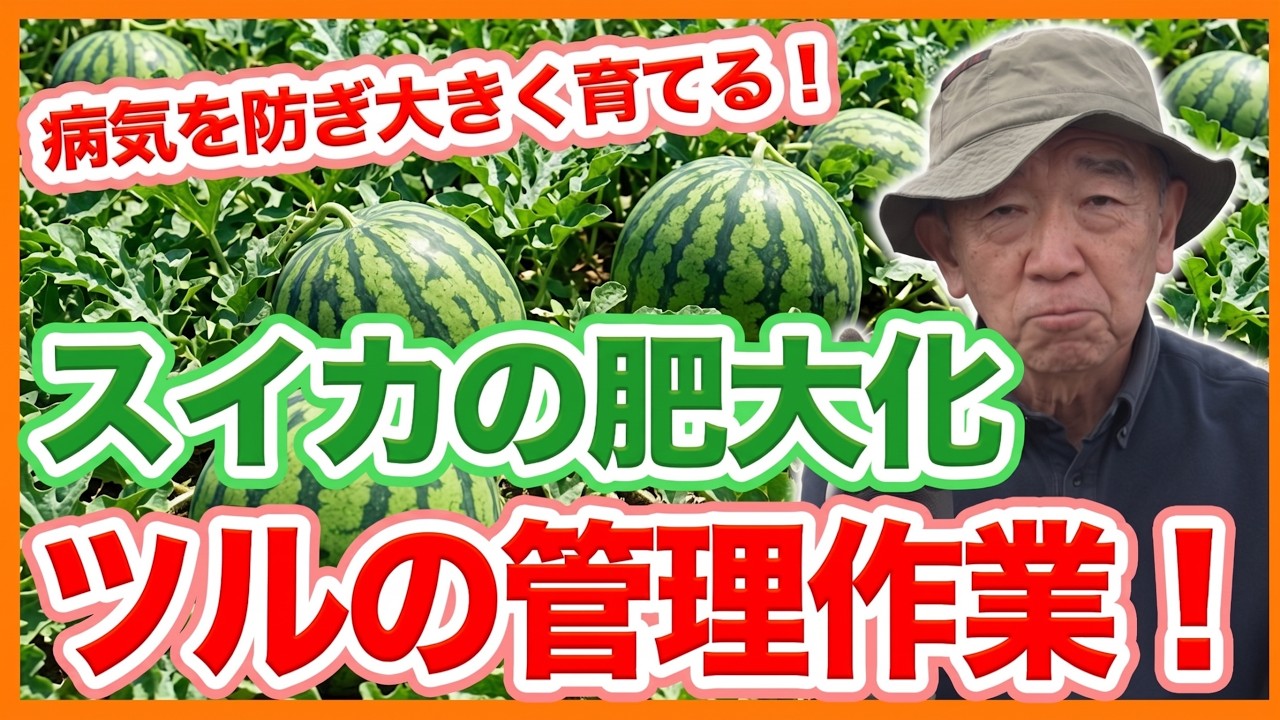 家庭菜園や農園のスイカ栽培で肥大化に向けた作業！ツルの管理や病気予防とスイカの育て方！【農家直伝】