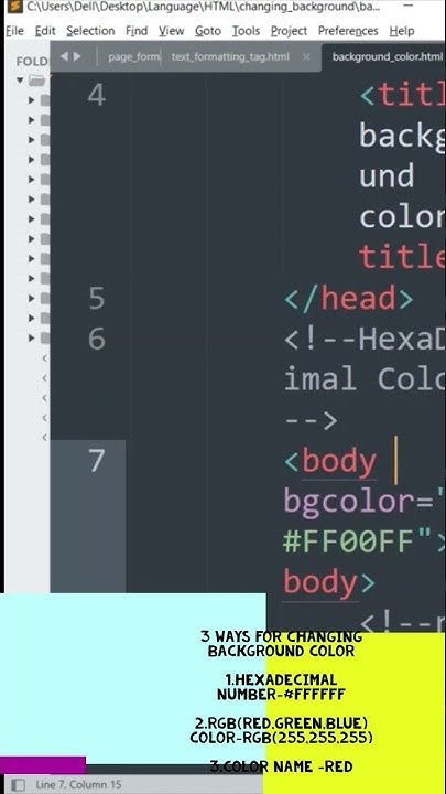 set background color in html- RGB, hexadecimal,color name- bgcolor in ...