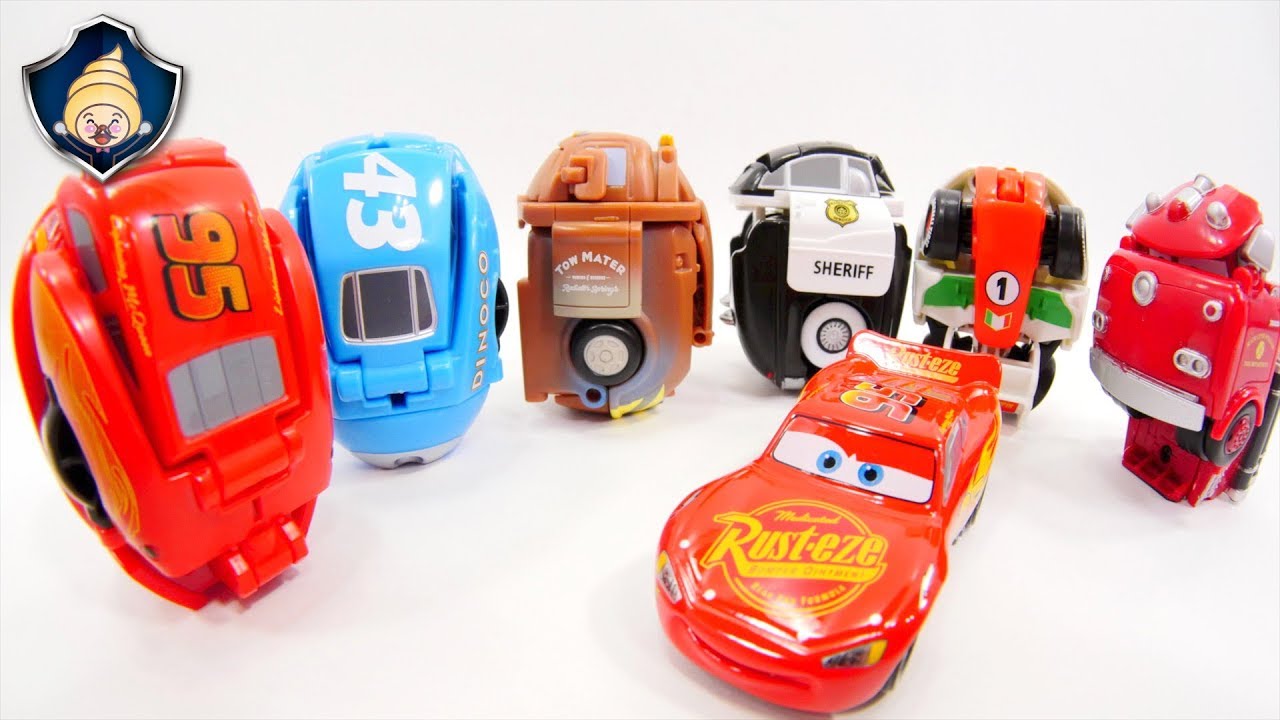 ⁣Disney Cars Toys Lightning McQueen & Mater Transformation EGG STARS Stop motion movie for Kids