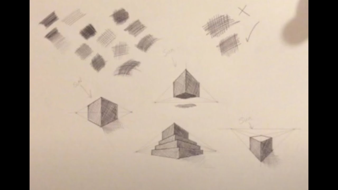 Perspective and cross hatching cubes - YouTube