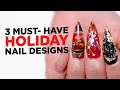 3 Holiday Dimensional Nail Designs!!