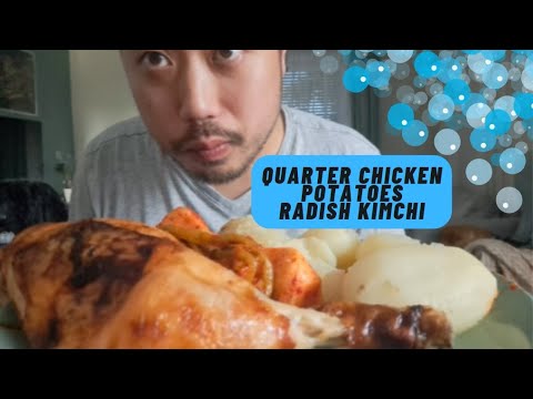 ASMR Cooked Potatoes With Radish Kimchi & Quarter Chicken 🍗 (Eating Sounds)