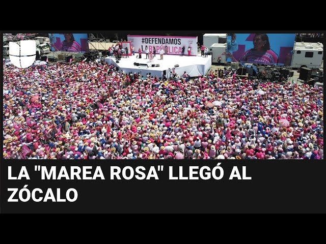 El Zócalo de México se tiñe de rosa para exigir respeto a la democracia en elecciones