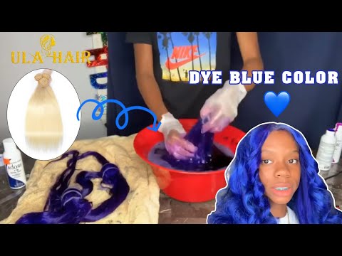 Human Hair Quality Test!😎613 Blonde Hair Water Color Method To Blue Color Without Damage Ft Ulahair.