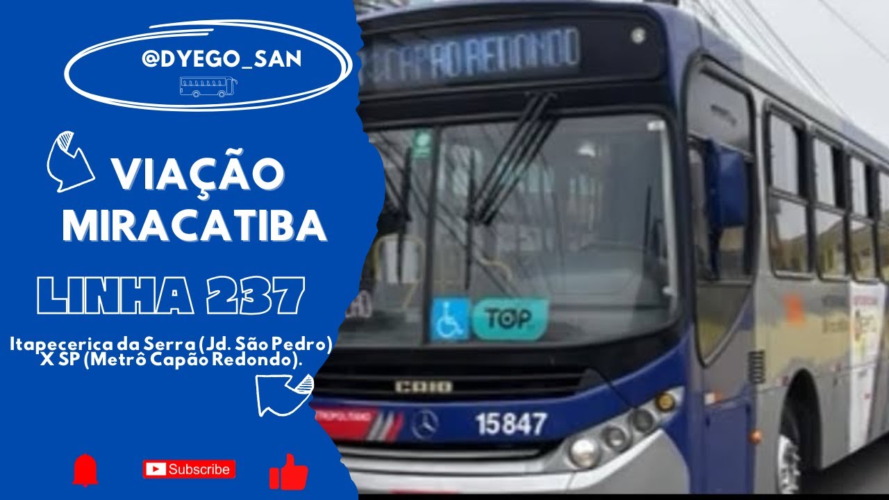 Trajeto da linha 237, Itapecerica da Serra (Jd. São Pedro) X SP (Metrô Capão Redondo).