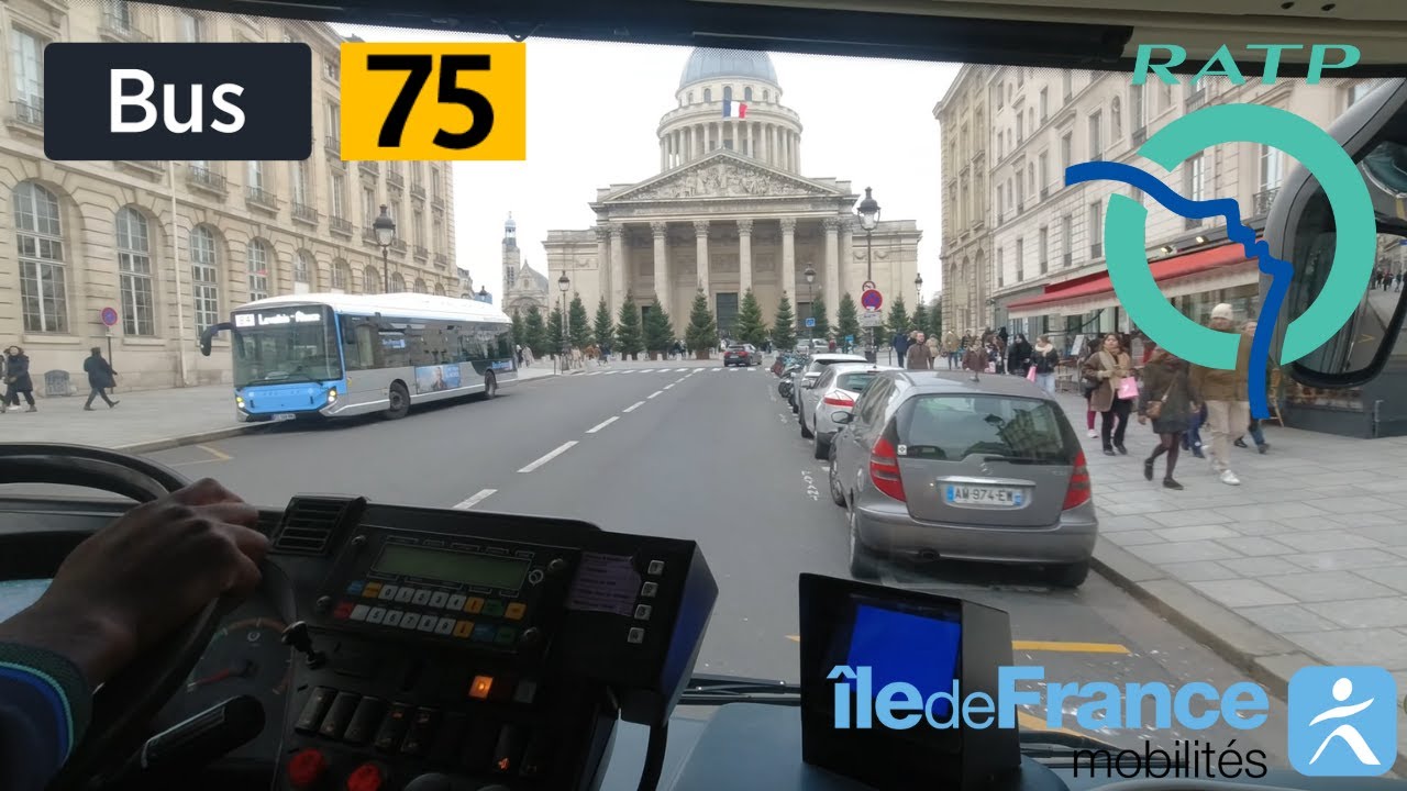 Bus 75 RATP | Paris Panthéon - Porte de Pantin Métro - 4K