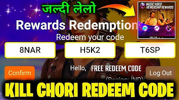 KILL CHORI REDEEM CODE TODAY🤩 -para SAMSUNG A3,A5,A6,A7,J2,J5,J7,S5,S6,S7,S9,A10,A20,A30,A50