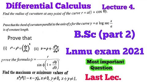 Differential Calculus Lecture 4 | Find the maximum and minimum value | BSc part 2 important Question
