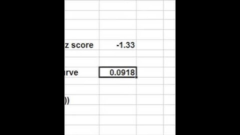 P value from  -1.33 z score with Excel