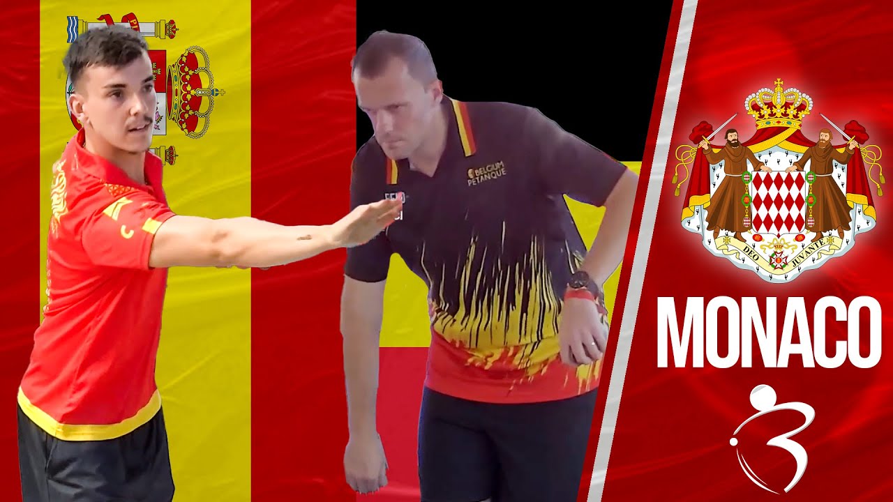 Miniature : ESPAGNE très offensive face à la BELGIQUE 4e Tour : Doublettes pétanque - Monaco 2023
