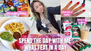 WHAT I EAT IN A DAY LOW CARB | Thai iced coffee recipe + Sam's grocery haul + New Gel X nails