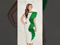 Do you like green dress beautiful dress with glitter shorts youtubeshorts drawing  satisfying