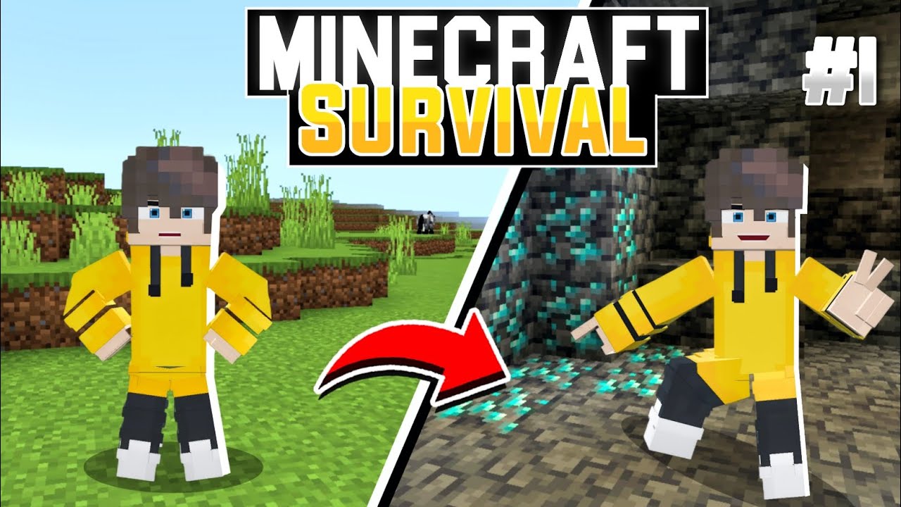 Diamonds on First day | Minecraft pe🔥 survival series part 1 - YouTube