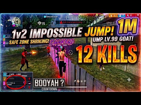 🔥 1v2 IMPOSSIBLE JUMP! 😱 12 Kills With UMP Lv.99 GOAT! 🐐 | Free Fire Ranked Gameplay #freefire 