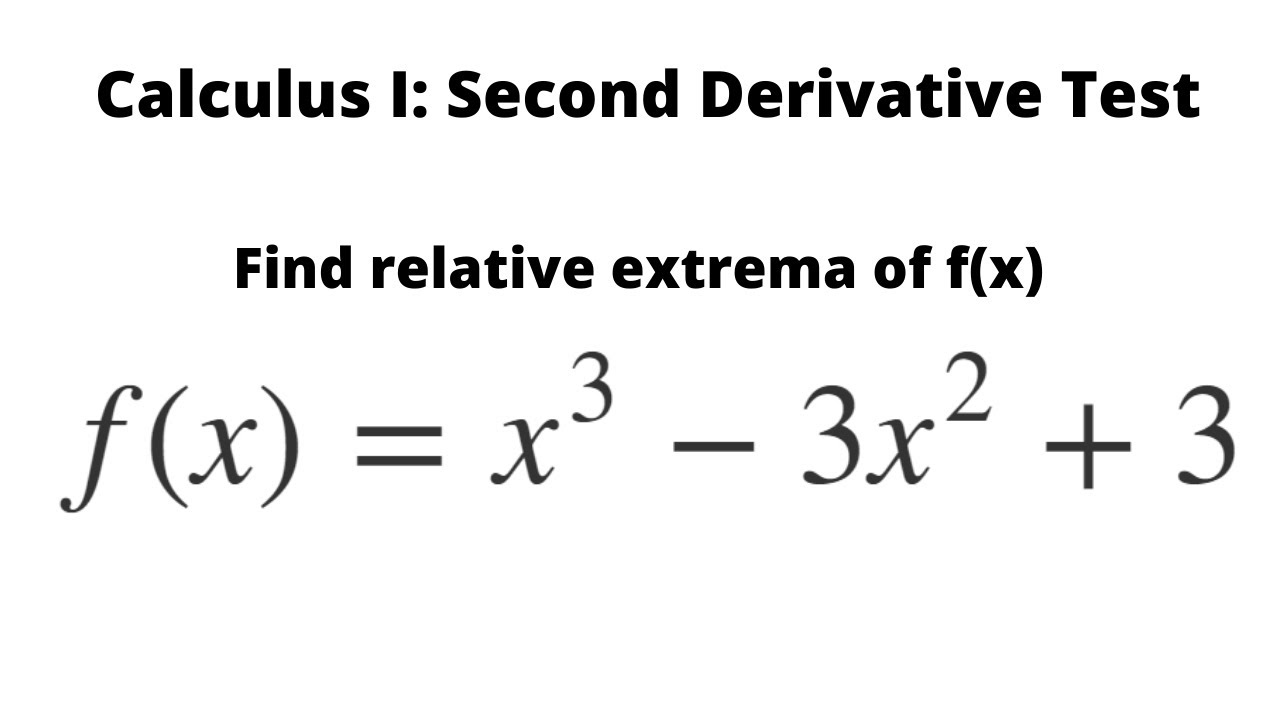 Calculus I: Second Derivative Test - YouTube