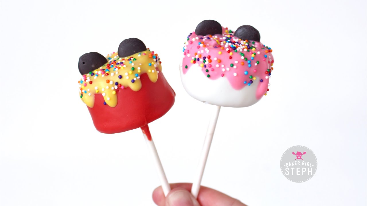 Mickey And Minnie Birthday Cake Pop Disneyland Inspired Recipe Disneyland 64th Youtube