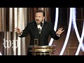 Ricky Gervais uses Golden Globes monologue to roast all-things Hollywood