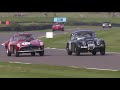Constant side-by-side Ferrari 250 v Jaguar XK150 track battle at Goodwood