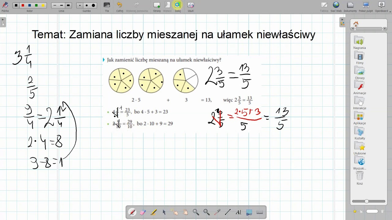 Co To Jest Ułamek Niewłaściwy Klasa IV - Zamiana liczby mieszanej na ułamek niewłaściwy - YouTube