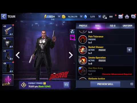 Marvel Future Fight - A Complete Punisher Review (?) | Shadowland Floor 1 Solo vs Spider-Man Relay