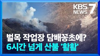 '벌목 작업장 담배꽁초에...' 경북 성주 산불 진화 중  / KBS  2023.01.12.