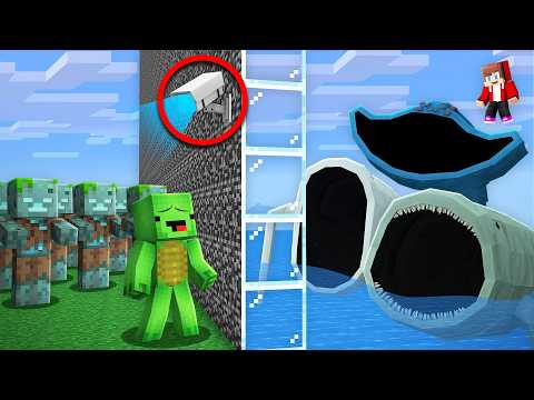 Mikey and JJ Cheated Using Cameras in a WATER Mob Battle in Minecraft (Maizen)