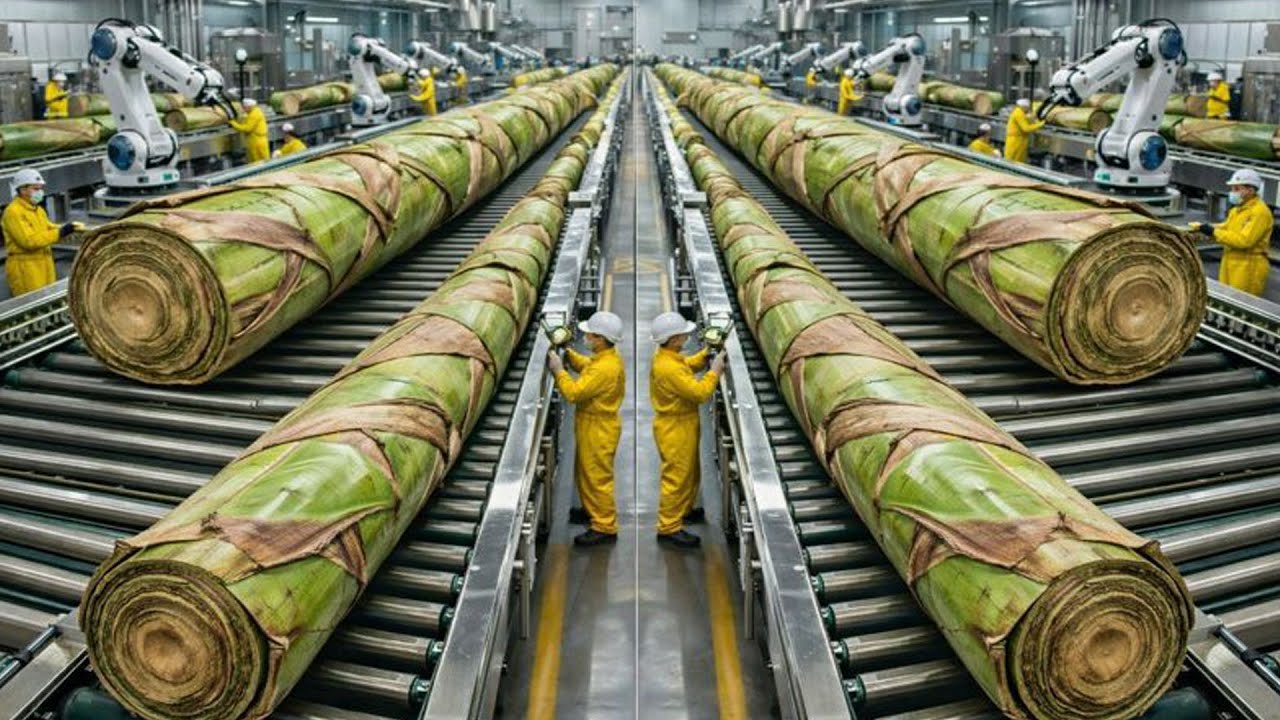 Inside the Largest High-Tech Banana Stem Factory You've Never Seen Before (Full Process)