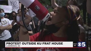 Protesters return outside Phi Kappa Psi at KU following reported sexual assault