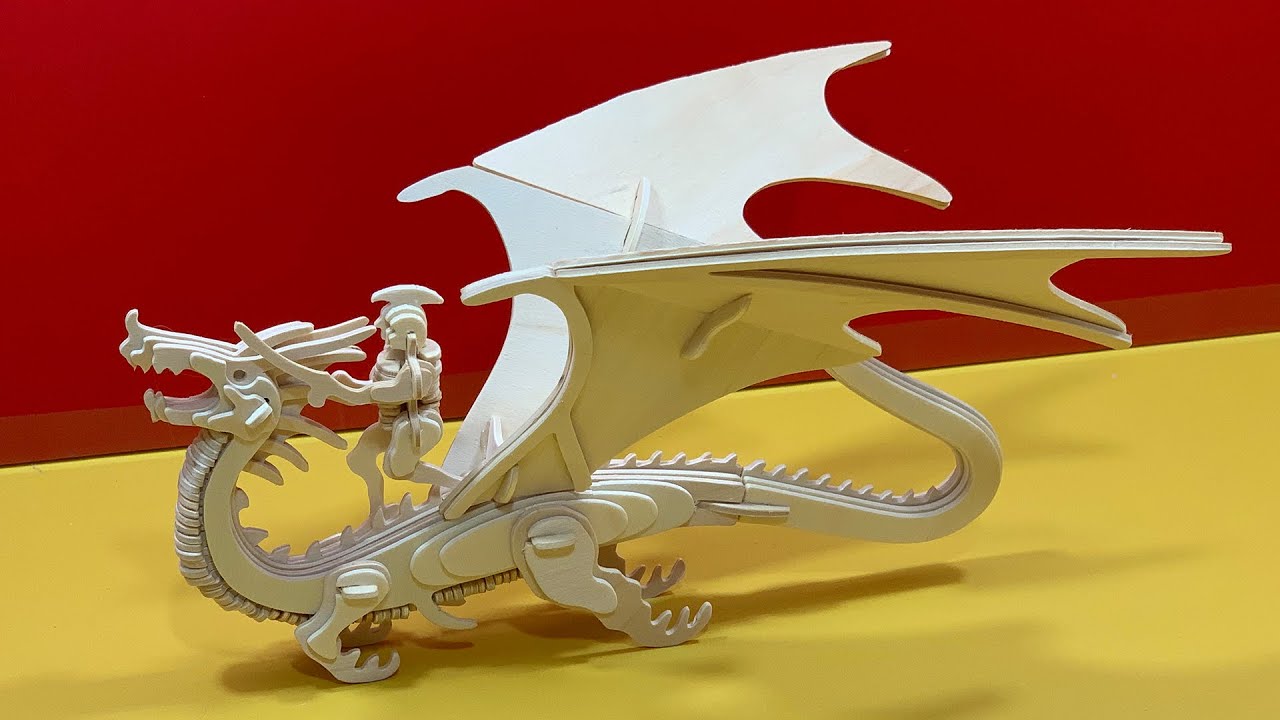 DIY Craft Instruction 3D Woodcraft Construction Kit FLYING DRAGON YouTube