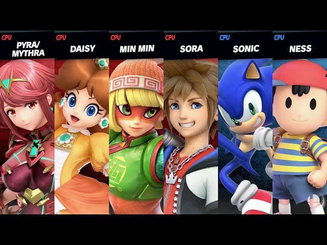 Super Smash Bros. Ultimate - Pyra/Mythra, Daisy, Min Min, and Sora