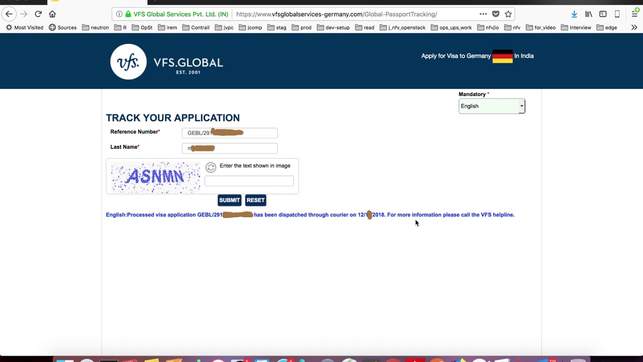 vfs visa application global status track passport schengen processed been