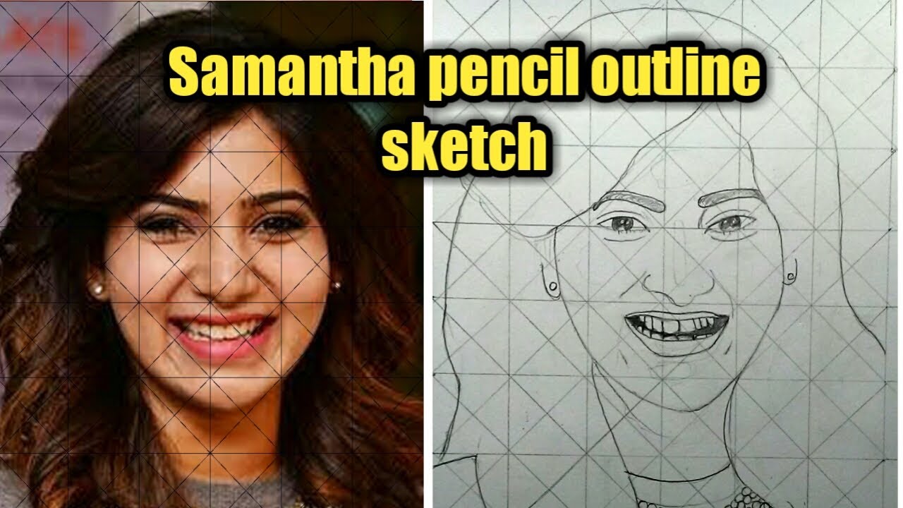 How to draw sketch of samantha/grid method - YouTube