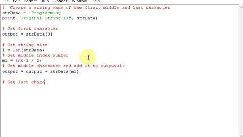 Python Program Create a string made of the first, middle and last character