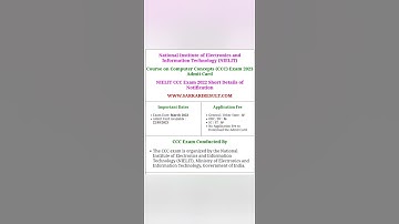 Student NIELIT CCC Admit Card March 2023 Exam #cccadmitcard