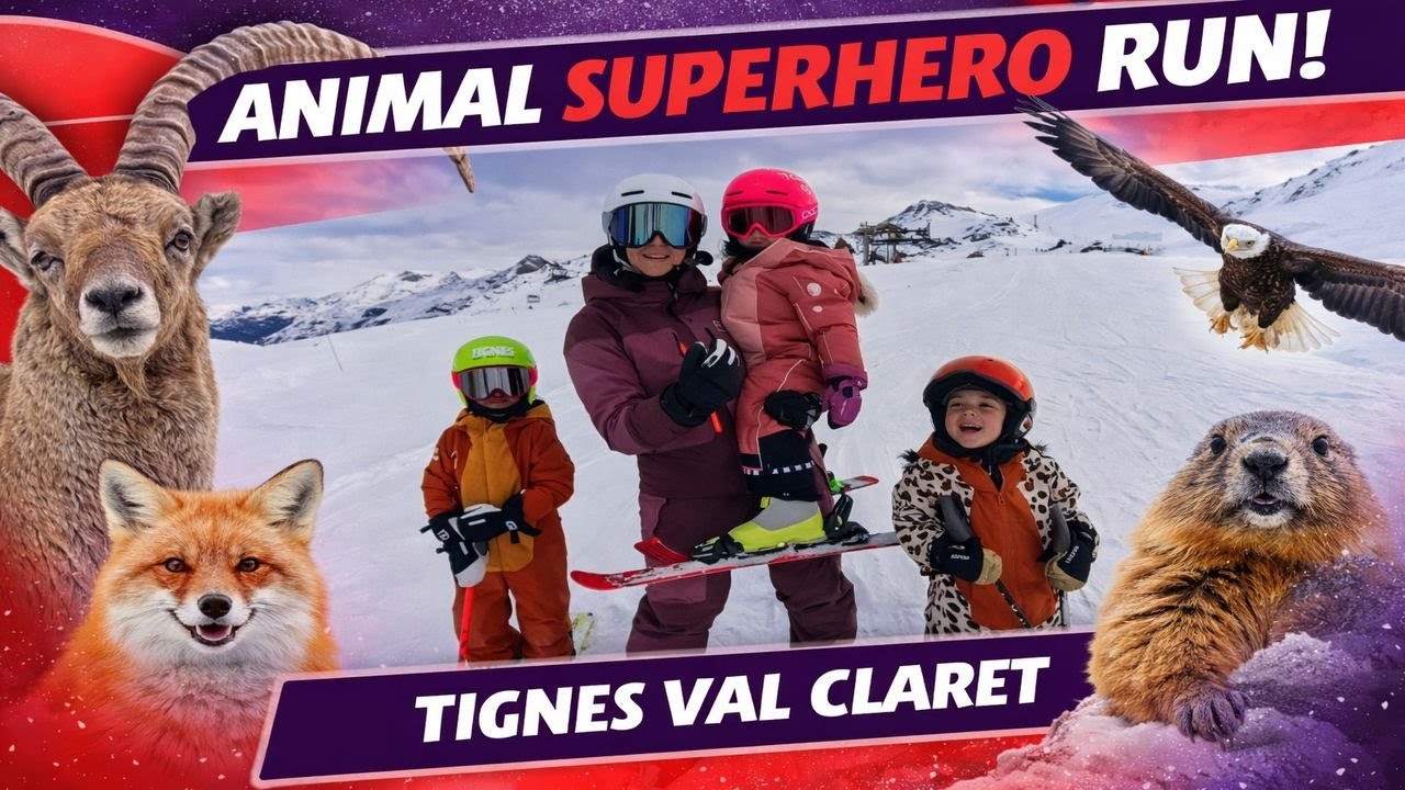Animal Superhero Run TIGNES | Mum and her 7, 5 and 3 year old kids