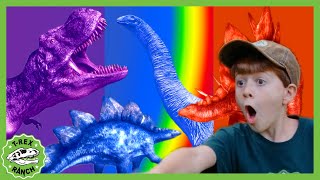 GIANT RAINBOW DINOSAURS and Secret Door! | TRex Ranch Dinosaur Videos for Kids