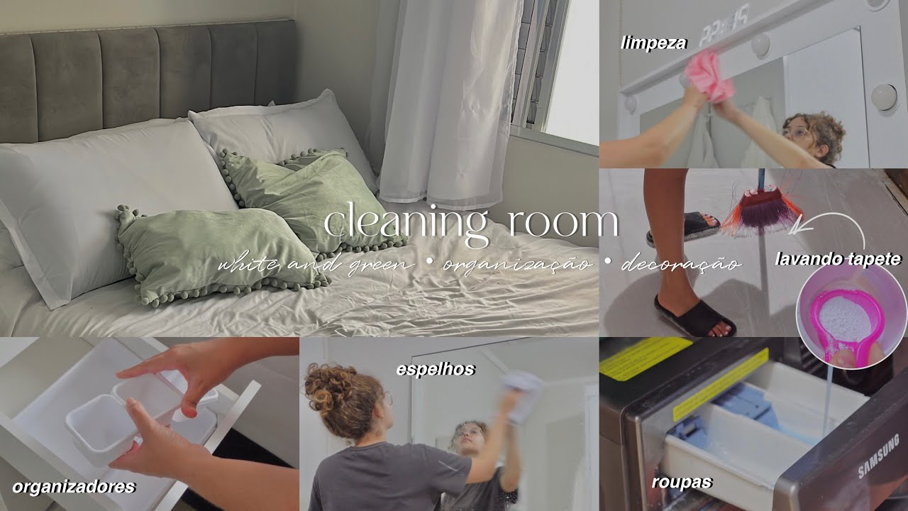 cleaning room: branco e verde, lavando tapete, mega bagunça🪣🧺🧽