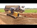 Amazing KOMATSU Road Construction Machinery at Work and Dump Truck unloading Sand