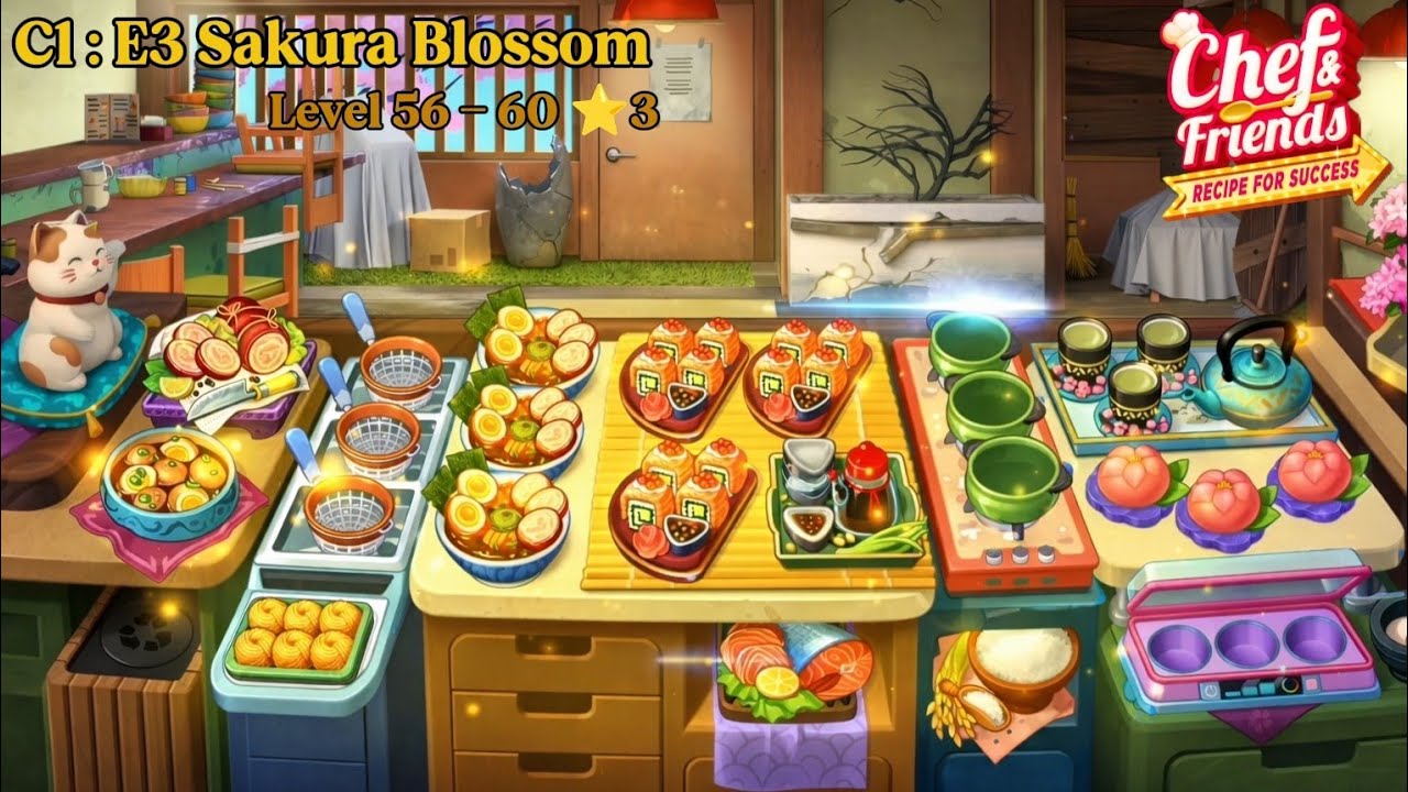 Episode 3 : Sakura Blossom Level 56 - 60 ⭐3 || CHEF & FRIENDS CHAPTER 1 || Walkthrough Gameplay