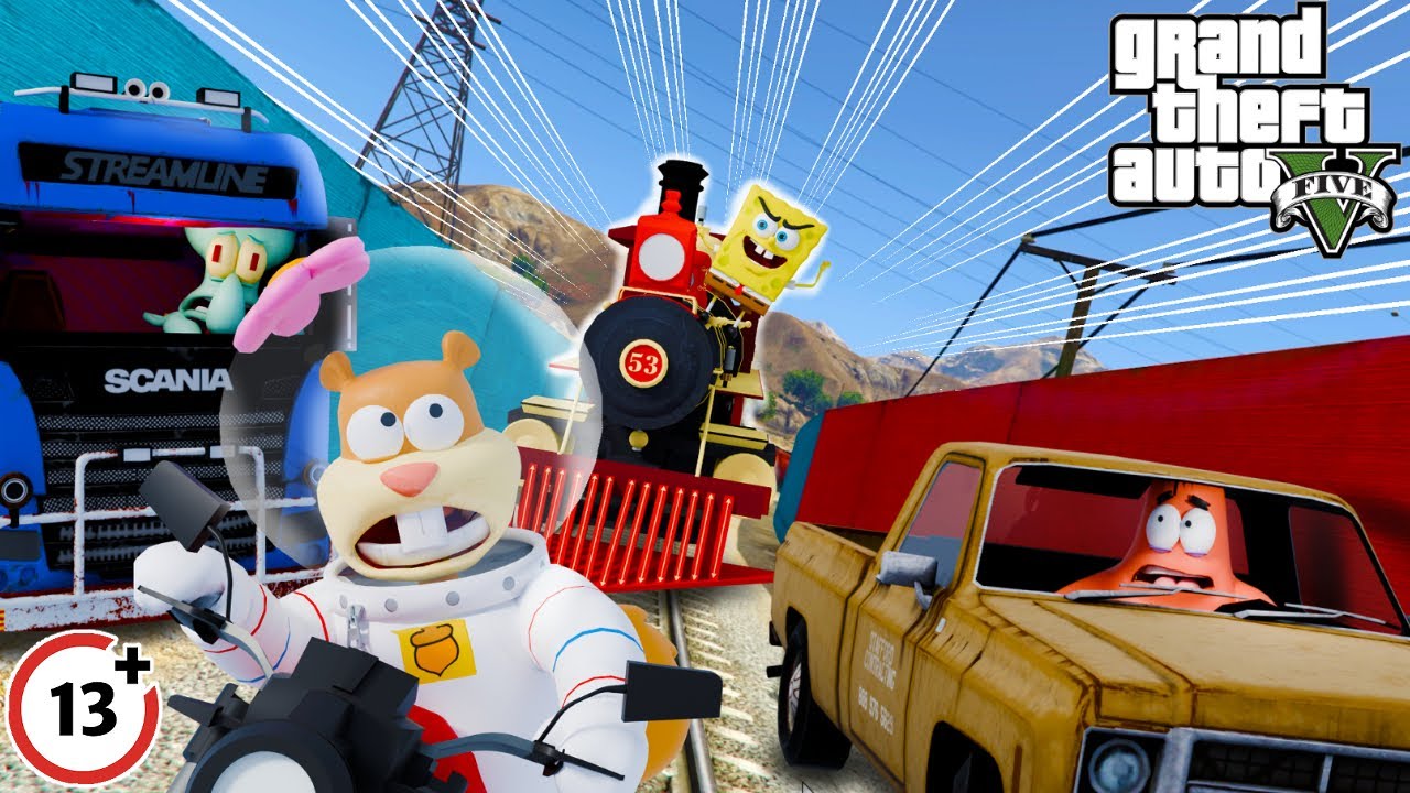 Губка Боб участвует в испытании FACE 2 FACE 2 TRAIN в GTA V!