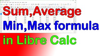 How to use sum min max and average and percent formula in libre calc in hindi and english screenshot 2