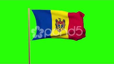 Moldova Flag Waving In The Wind. Looping Sun Rises Style. Animation Loop. Green