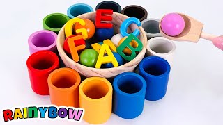 Rainbow Balls & Cups - Learn ABC and Colors