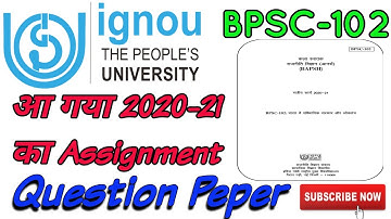 BPSC-102 Assignment Question Paper 2020-21| #IGNOU #Ignouassignment