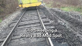 Crib Sweeping a Really Bad Mud Spot in the Track