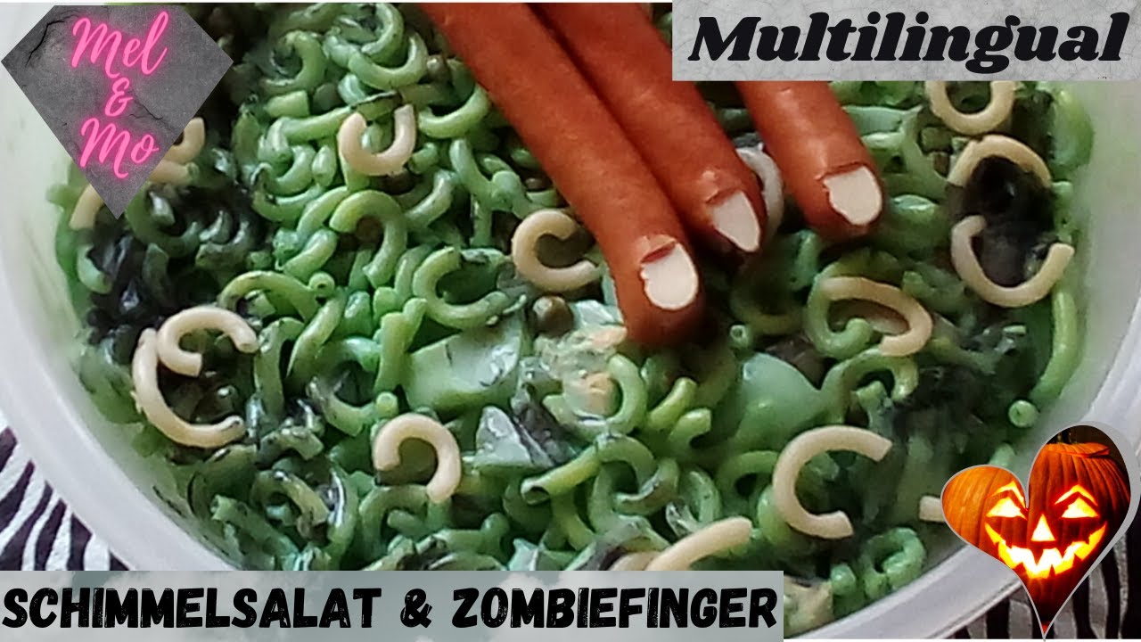 SCHIMMELSALAT mit Zombiefingern und Maden 🎃 Rezept 🎃 Halloween Food ...